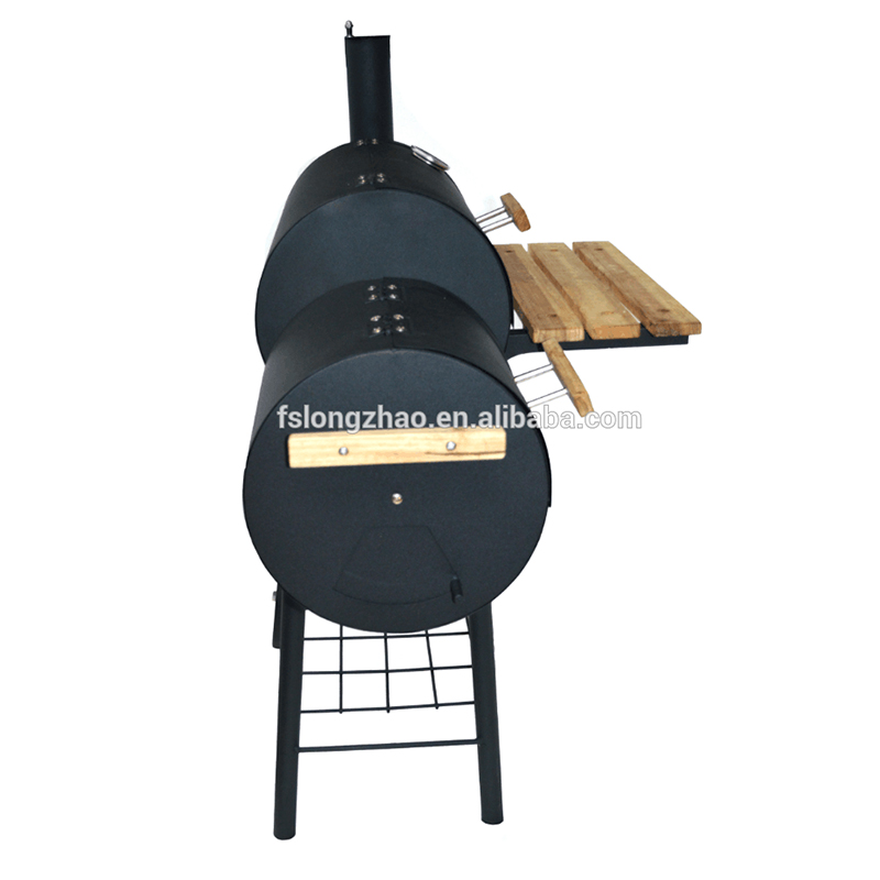 BBQ ardchaighdeáin dhá / dúbailte / cúpla bairille le smoker simléir agus tábla adhmaid