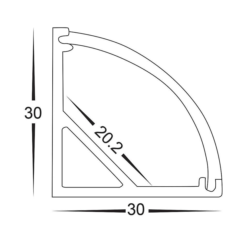 Faoi stiúir Solas Cúinne Alúmanam faoi stiúir Próifíl 6063-T5 Alúmanam Alloy Alúmanam Solas Líneach