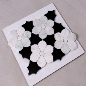 HSC62 Seomra Folctha Tíleanna Dubha agus Bána Álainn Le Tíleanna Urláir Mósáic Móra Marmair Agus Tíleanna Ballaí