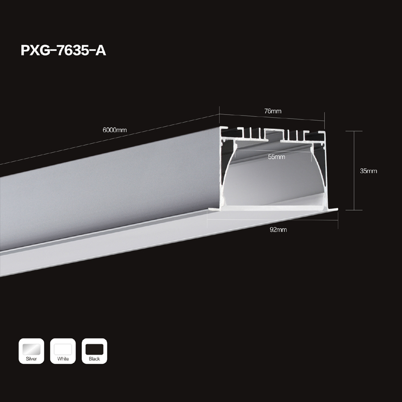 Próifíl alúmanaim LED cuasaithe 0.5m 1m 2m 3m do chur i bhfeidhm éadrom stiall LED