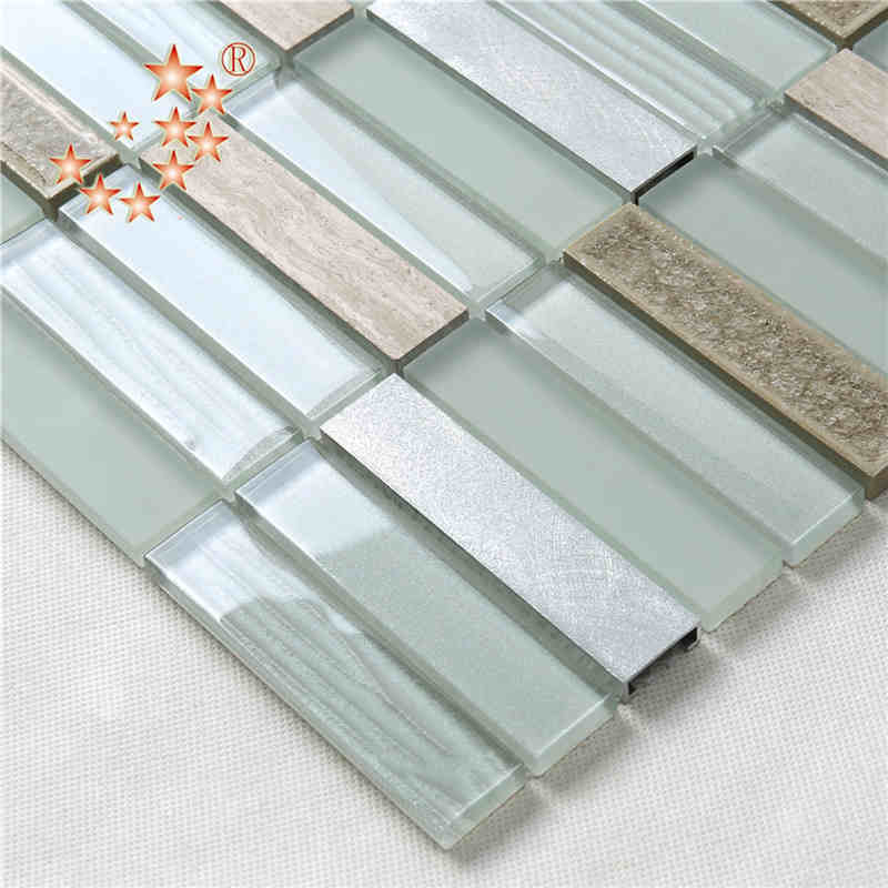 Táirge Nua wavy gloine tíl gloine mboilgeog tíl gloine Matt Gloine Miotal Measctha Tíleanna Mosaic ceirmeacha Do cistine Splash Ar ais tíleanna gloine briste arabesque gloine