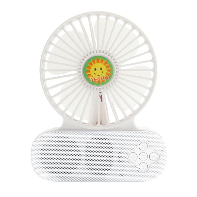 Cainteoirí Bluetooth Sreang Iniompartha Mini Battery Fan Rechargeable Battery Feidhmithe le haghaidh Tábla Glúine