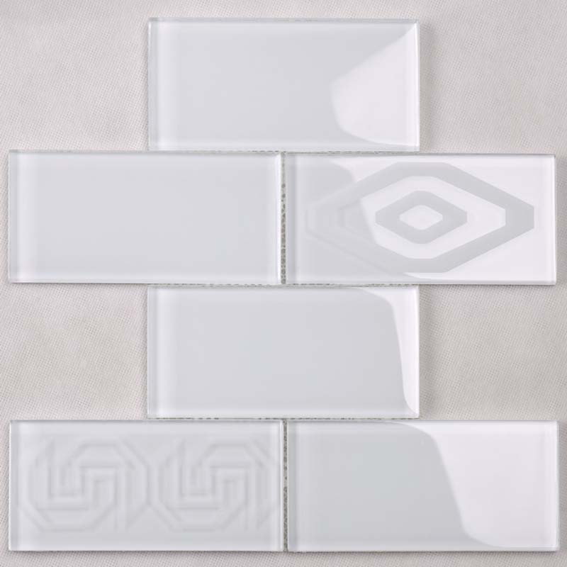 Seomra Folctha Super White Crystal Gloine Tíleanna Bríce Mósáice Meiriceá Thuaidh Dearadh is Déanaí