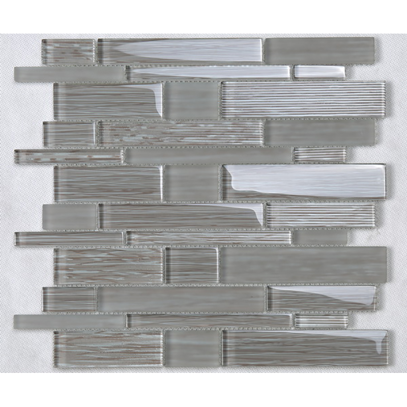 Crystal Glass Stráice Measctha Stráice Measctha Ar ais Splash Tile Gray