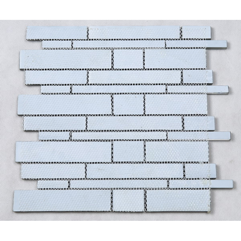 Crystal Glass Stráice Measctha Stráice Measctha Ar ais Splash Tile Gray