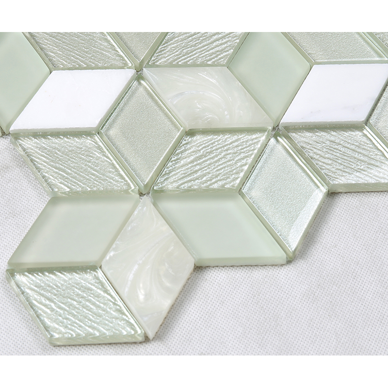 Gloine Éifeachtach Crystal Gloine Heicseagán Gloine Cistine Mósáic Bán Backsplash Ballaí Maisiúchán Countertop Tíleanna