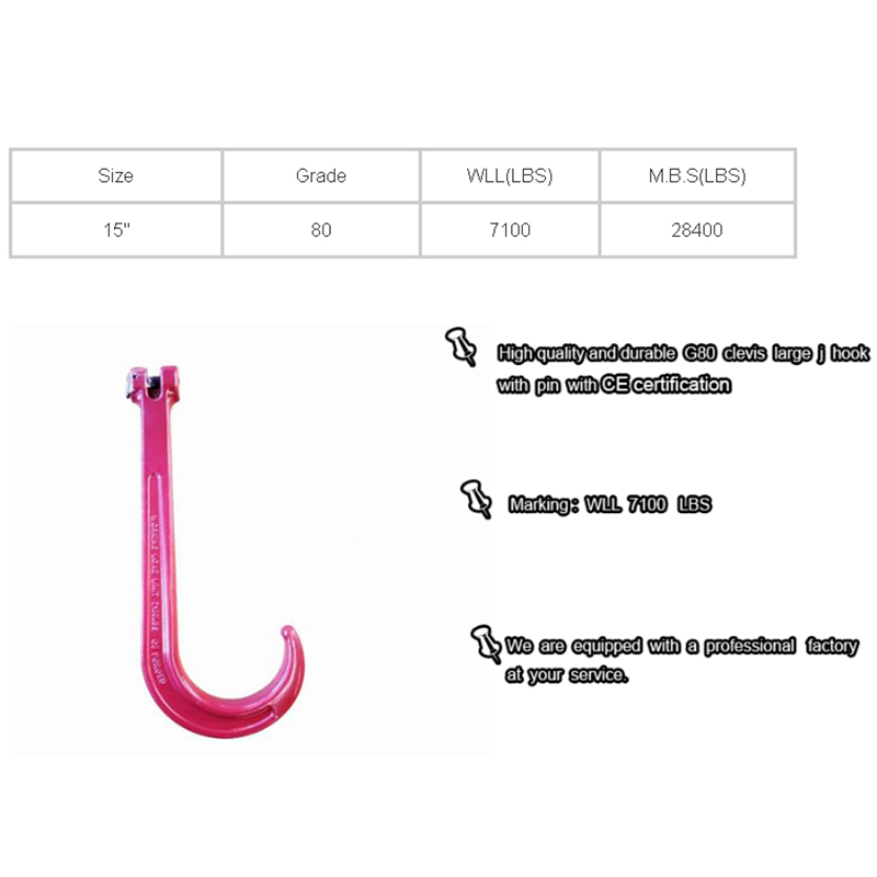 G80 Clevis Large J Hook Le PIN