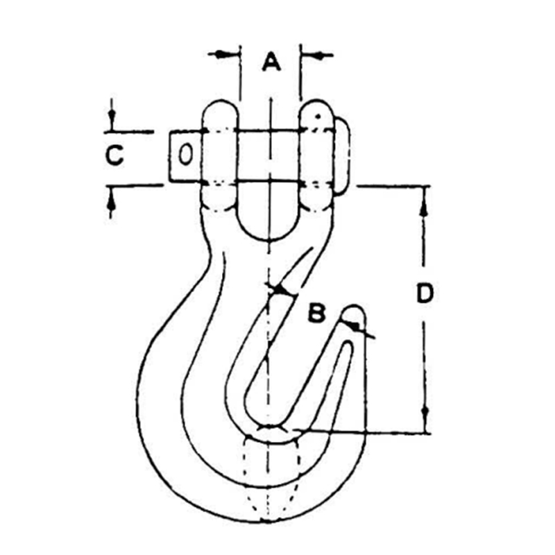 Cineál US brionnaithe since Sinc G80 Clevis Grab Hook