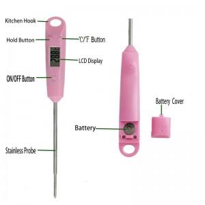 Táirge TP102 Nua Paitinne Paitinní Uiscedhíonach Il-dhigiteach Bia Teirmiméadar le haghaidh Cócaireachta agus Barbeque