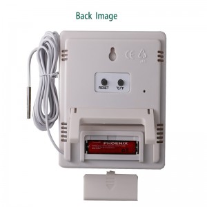 Monarcha Beachtais Ard-Praghas Aláraim Fuaim-éadrom LCD Teirmiméadar Hygrometer le Braiteoir Seachtrach