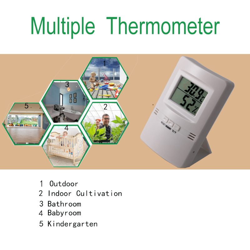 Teirmiméadar Digiteach Thin agus Thin Aonair LCD u0026 Hygrometer + -1C + -5% RH Hygrothermograph