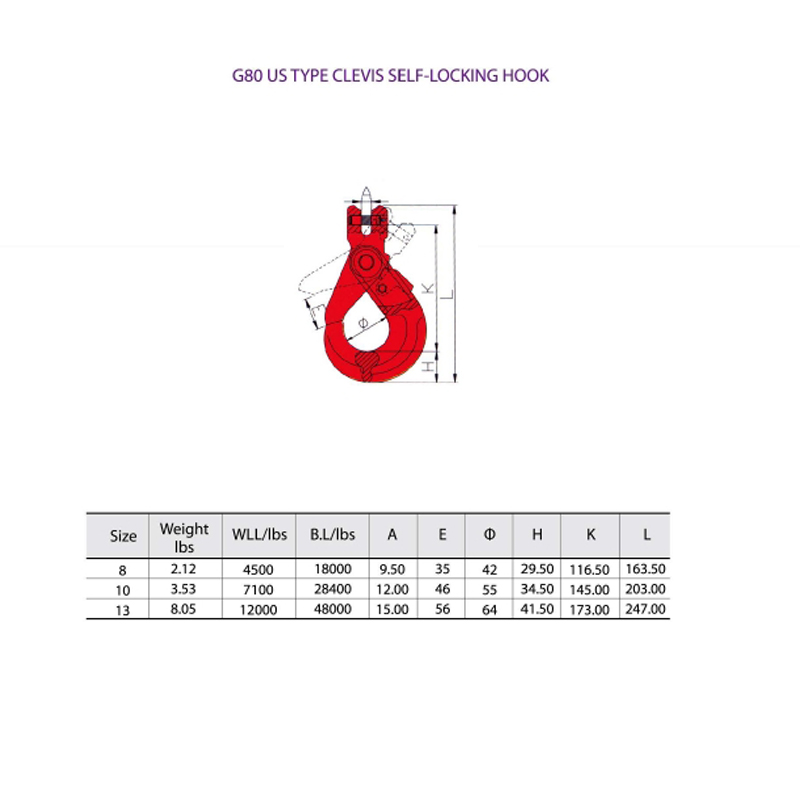 G80 Clevis Sling Hook le Laiste