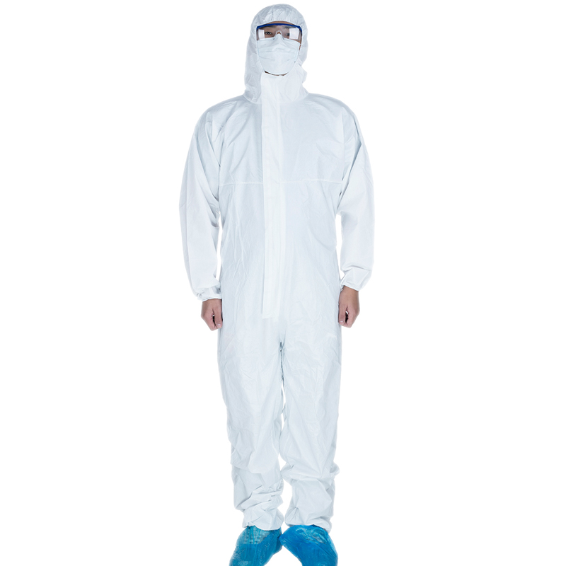 Cuspóir Ginearálta Microporous Coverall Indiúscartha le Hood