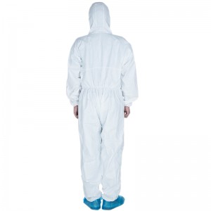 Cuspóir Ginearálta Microporous Coverall Indiúscartha le Hood