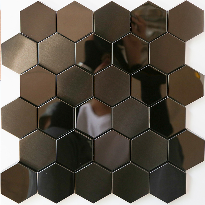 Tíleanna Mosaic Móna 3D Heicseagán Cruach Dosmálta Miotal Tíleanna Backsplash Seomra Folctha Cistine Mósáic