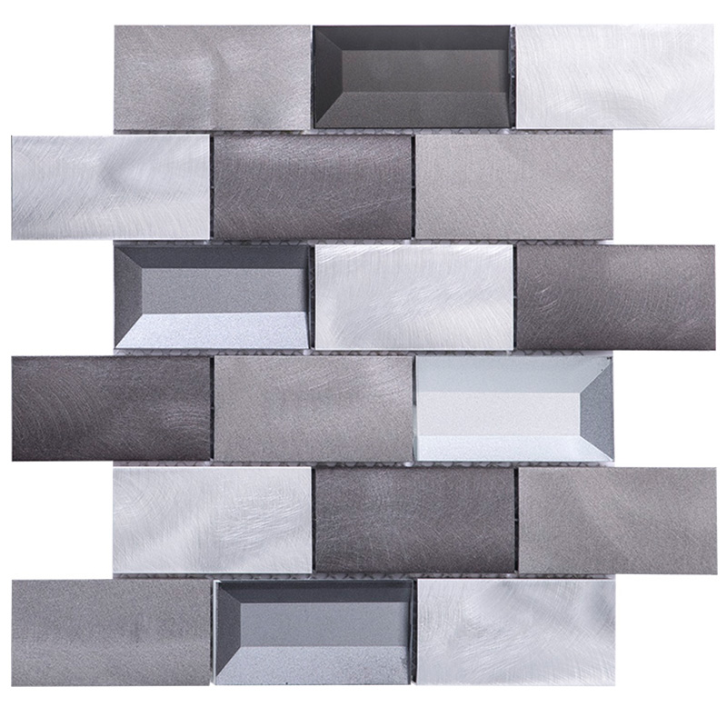 Patrún subway Baile maisiúil brushed miotail alúmanam balla backsplash seomra folctha mósáic tíl