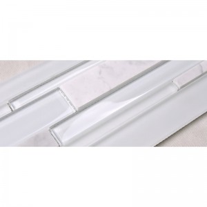 HSD131 Dea-Dhíol Dearadh is Déanaí Bán Carrara Marmar Cistine Mosaic Gloine Measctha Backsplash Tíleanna Subway