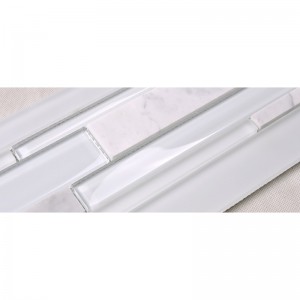 HSD131 Dea-Dhíol Dearadh is Déanaí Bán Carrara Marmar Cistine Mosaic Gloine Measctha Backsplash Tíleanna Subway