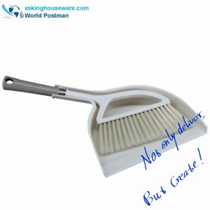 Akbrand Dushpan Scuab Broom le Dustpan Leath-Ghealach-múnlaithe