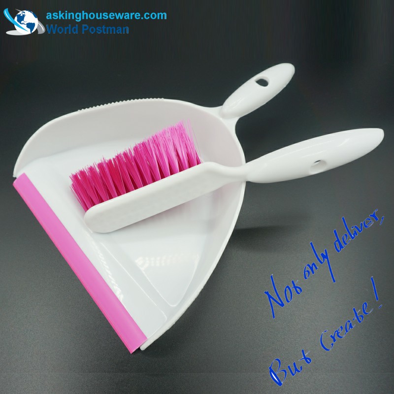 Akbrand Dustpan Brush Broom le Iontráil Níos Leithne agus líne PVC