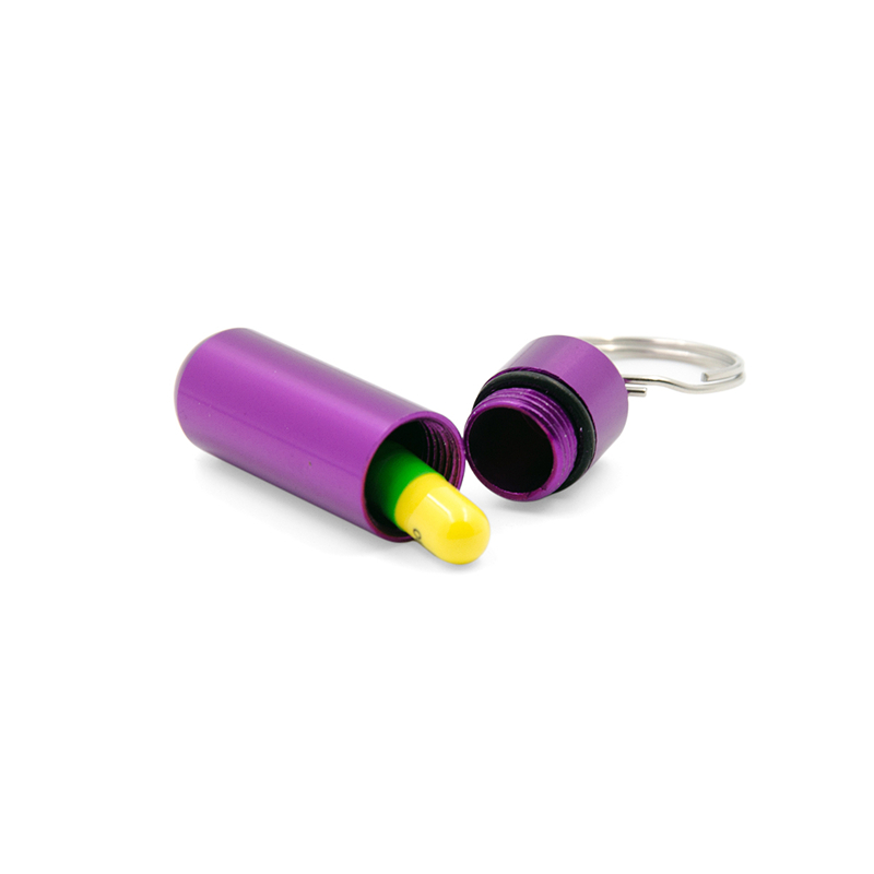 Capsúil pill lá amháin múnlaithe cóimhiotal alúmanaim cás bosca le keychain