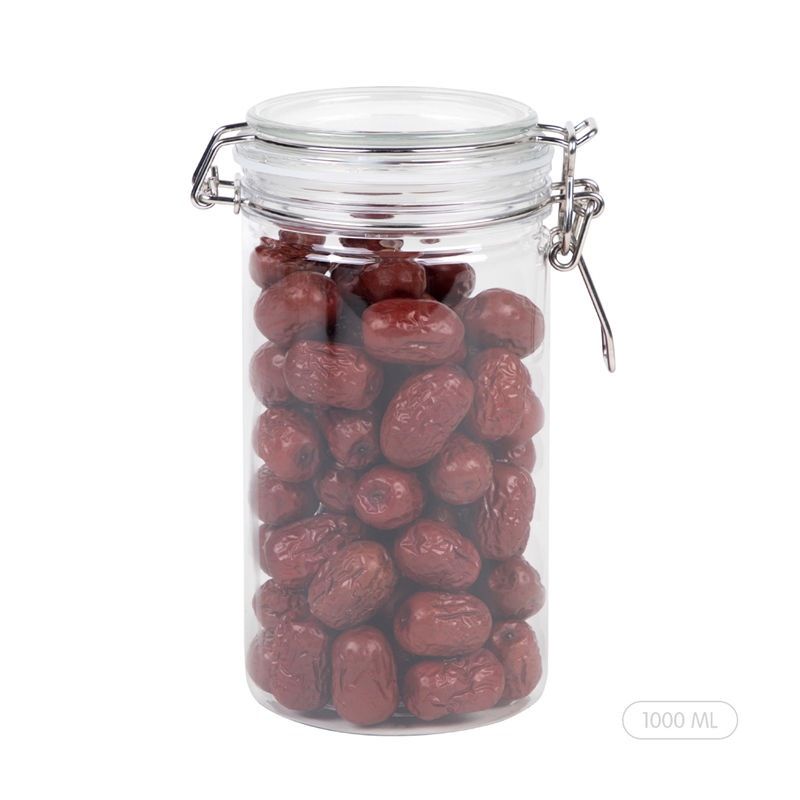 Jar PET Stóráil Bia 1000ml le Lasca Clamp Airtight