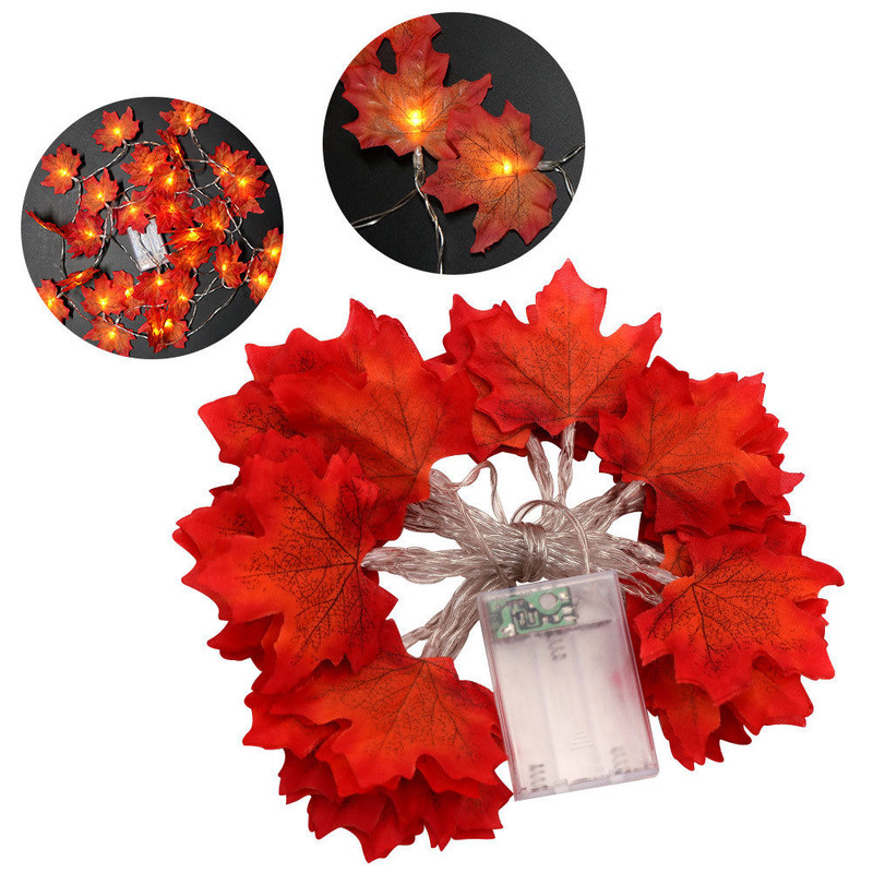 3M Buíochas le Fómhar Maple Leaves Solas Fall Garland 30 Soilse String LED