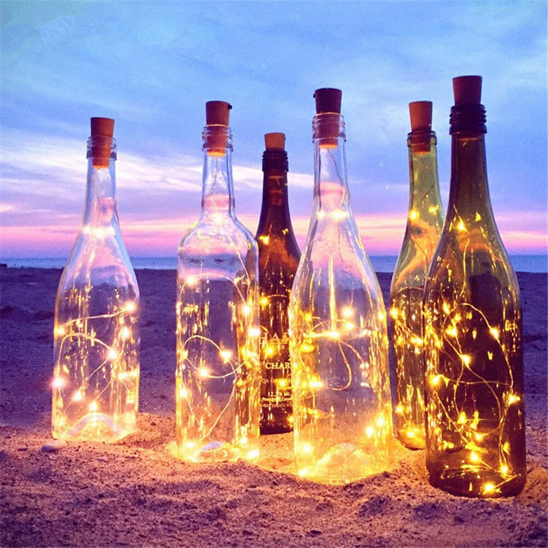 20 Lampa Buidéal Fíon Stiallacha faoi stiúir Soilse na Soilse Fairy Bainise Páirtí Teaghrán 2M