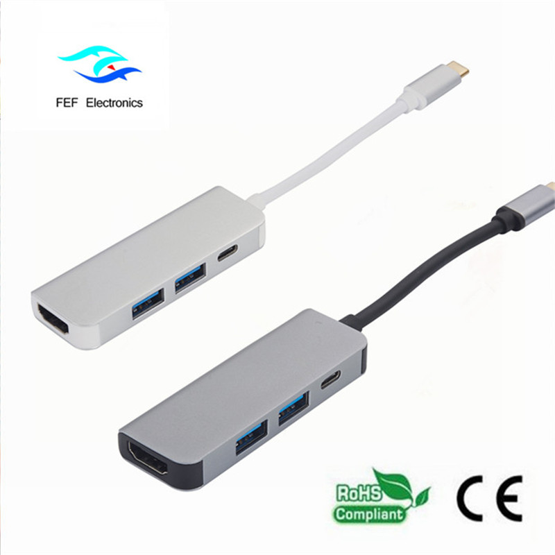 Cineál USB c / HDMI baineann + 2 * USB3.0 Mná + SD + TF Tiontaire Cód: FEF-USBIC-022