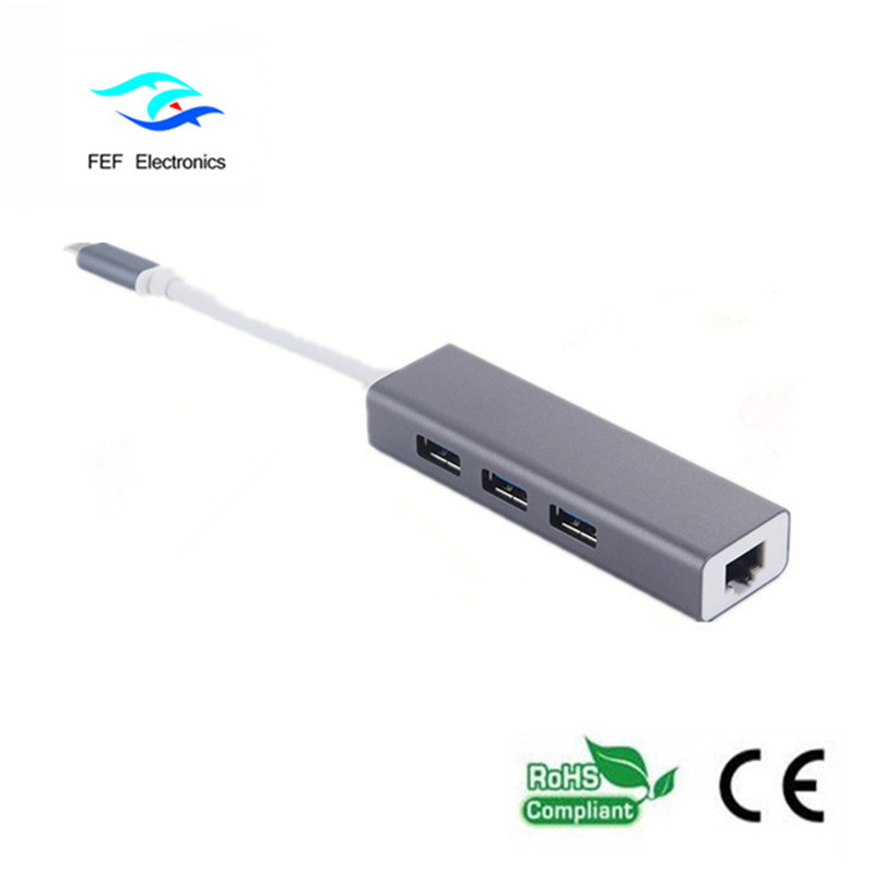 USB 3.1 Cineál c go RG45 baineann Gigabit Ethernet + 3 * Buille ABS USB2.0 baineann Cód: FEF-USBIC-016
