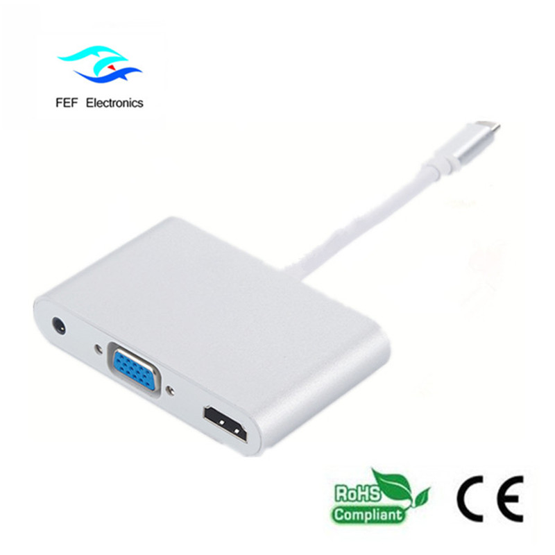 cineál c de thaispeáin / USB 3.1 c go HDMI + VGA baineann + fuaime Cód: FEF-DPIC-016