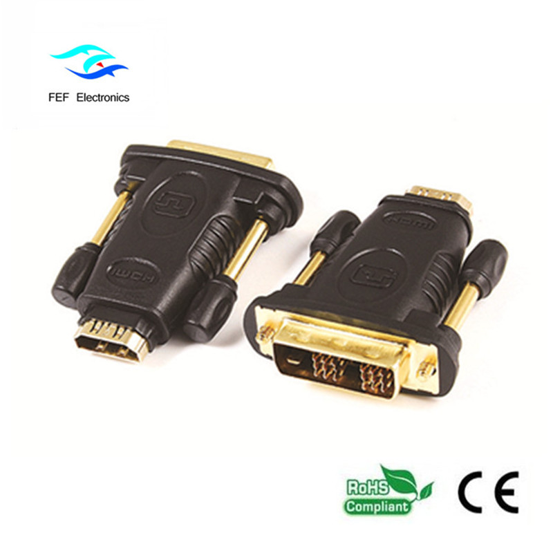 DVI (24 + 1) fireann go HDMI baineann adapter óir / nicil Cód: FEF-HD-005