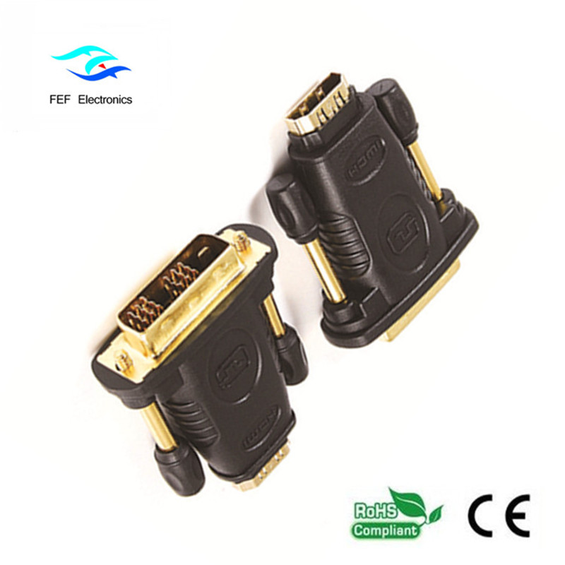 DVI (24 + 1) fireann go HDMI baineann adapter óir / nicil Cód: FEF-HD-005