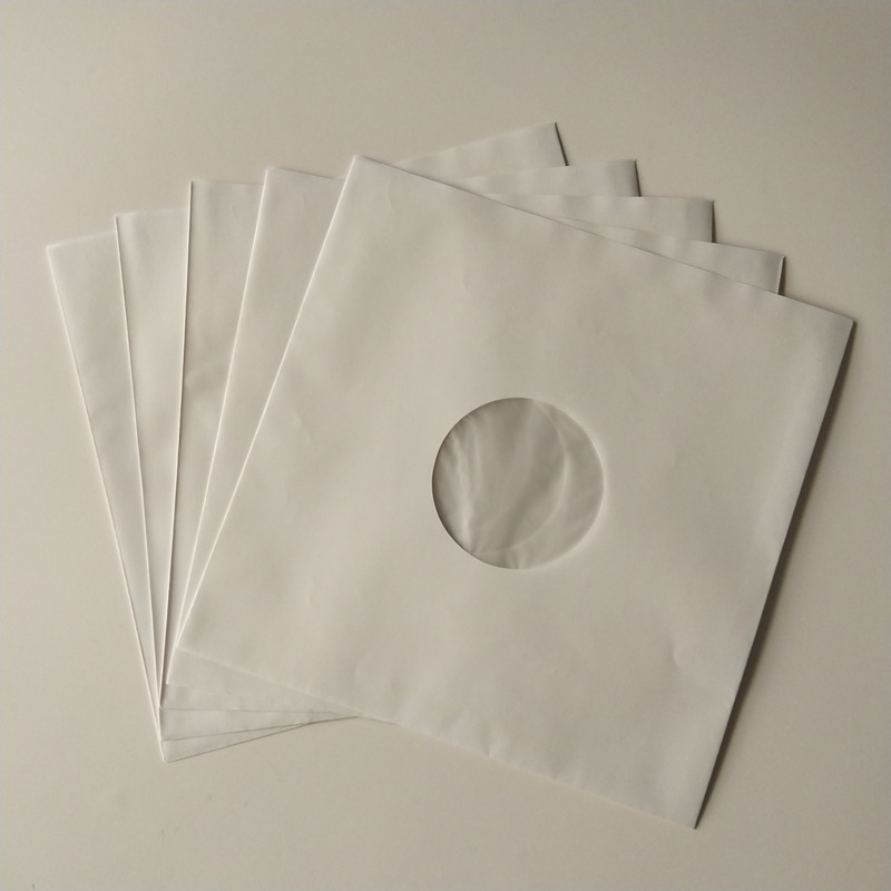 33RPM White Kraft Paper Record Inmheánach Sleeves Polylined Le Poll ar feadh 12 Vinyl Taifead