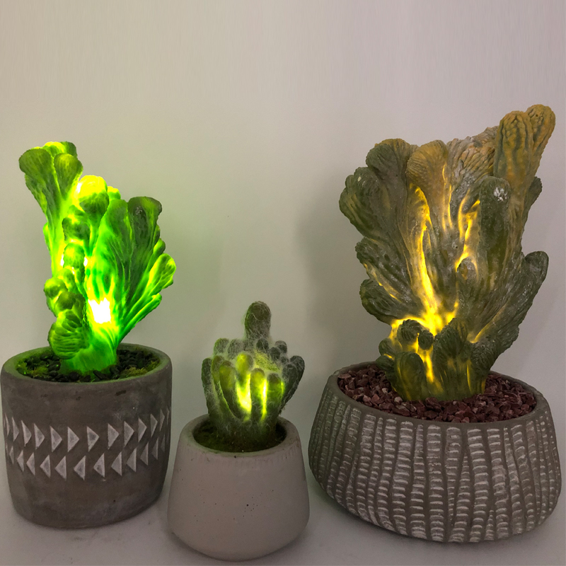 Cactus Saorga faoi stiúir I Faux Pota Gloine Maisiúla Maisiú Succulent