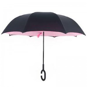 Umbrella Dúin Umbrella Droim ar ais Umbrella Inbhéartaithe Le Dearadh Amach Amach \u0026 Láimhseáil Saor ó Tholl C