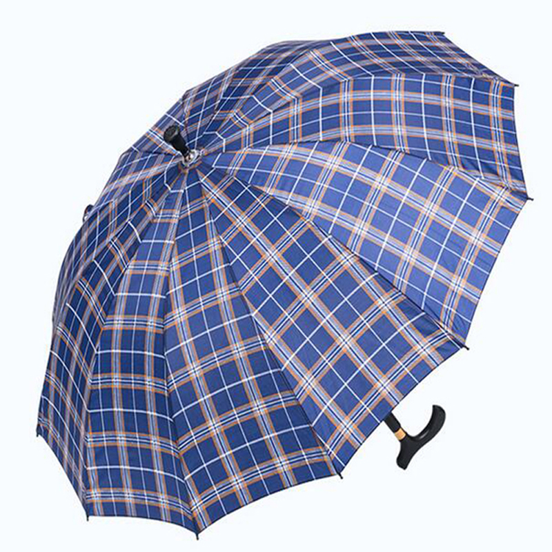 Umbrella Crutch Ardchaighdeáin Siúlóide le Priontáil Lógó le haghaidh Báistí