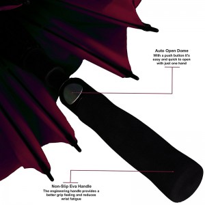 Promo sraitheanna dúbailte windproof Auto scáth gailf oscailte le sleeve ghualainn saincheaptha saincheaptha