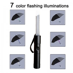 Lógó Chur Chun Cinn na Síne Clóbhuailte Dath Athraithe Dhíreach Umbrella le LED Light