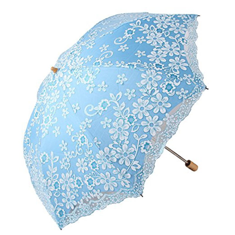 Parasols déantúisí Lása lása le fabraic 190T 3 mhír thréith-mhargaíochta oscailte láimhe