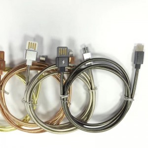 Cábla Dé Aghaidh USB 2.0 Miotal Tube Gearrtar Muirear ar Mhicrimhilseogra Tithíochta Babhta Alúmanaim go USB 2.0 Cábla Sonraí