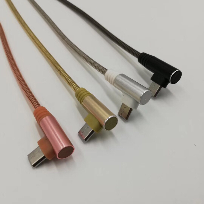 Cábla USB 2.0 Tube Miotail Muirearú Bhabhta Alúmanaim Tithíochta USB cábla le haghaidh micrea USB, Cineál C, muirearú lightning iPhone agus sioncronú