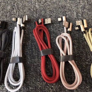 Cábla sonraí braided Charging Fast Round Alúmanam Tithíocht USB cábla le haghaidh micrea USB, Cineál C, muirearú lightning iPhone agus info