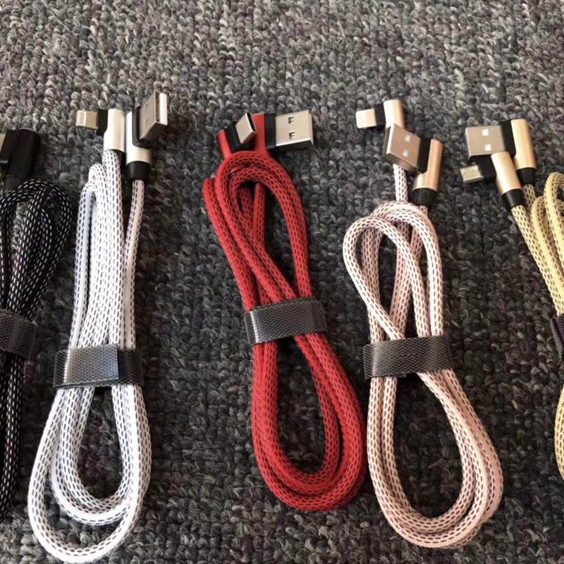 Cábla sonraí braided Charging Fast Round Alúmanam Tithíocht USB cábla le haghaidh micrea USB, Cineál C, muirearú lightning iPhone agus info