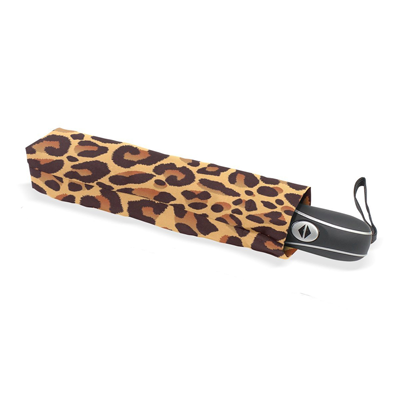 Leopard priontáil 2 alt fiberglass uathoibríoch uathoibríoch windproof oscailte agus 3 scáth foldable dhúnadh