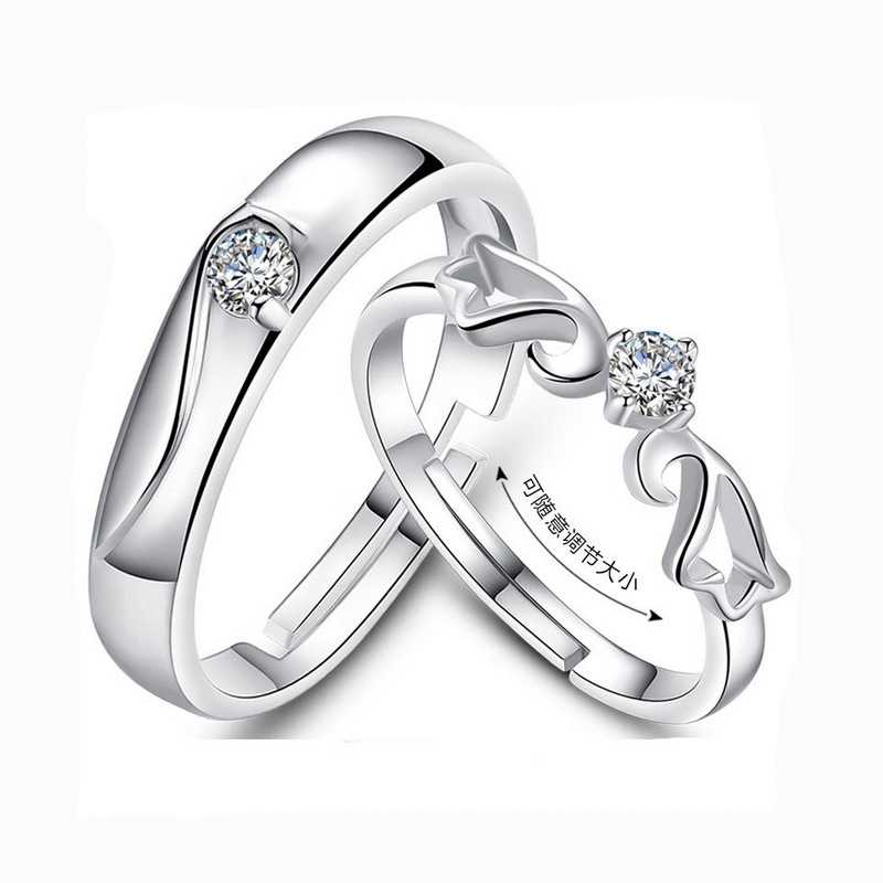 Lánúin 925 Ring Silver Creative Creative Ring Lánúin Oscailte chun Béil a Fháinne, Jewelry Airgid Brilliant Star