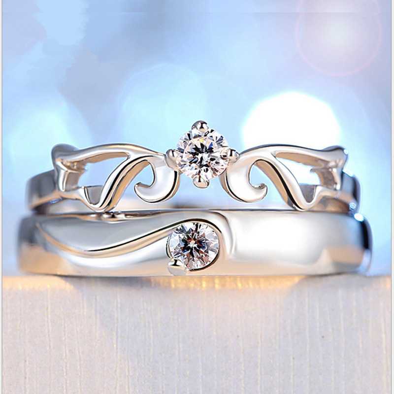 Lánúin 925 Ring Silver Creative Creative Ring Lánúin Oscailte chun Béil a Fháinne, Jewelry Airgid Brilliant Star