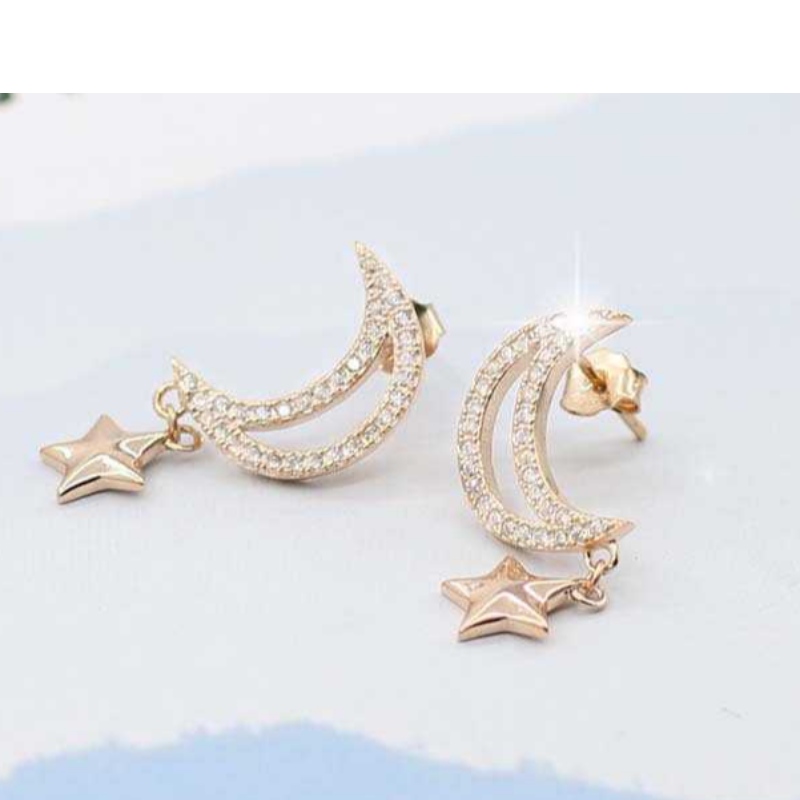 S925 Car Flower Ornament Tremella Star Moon Leabaithe Faisin Zircon Leabaithe