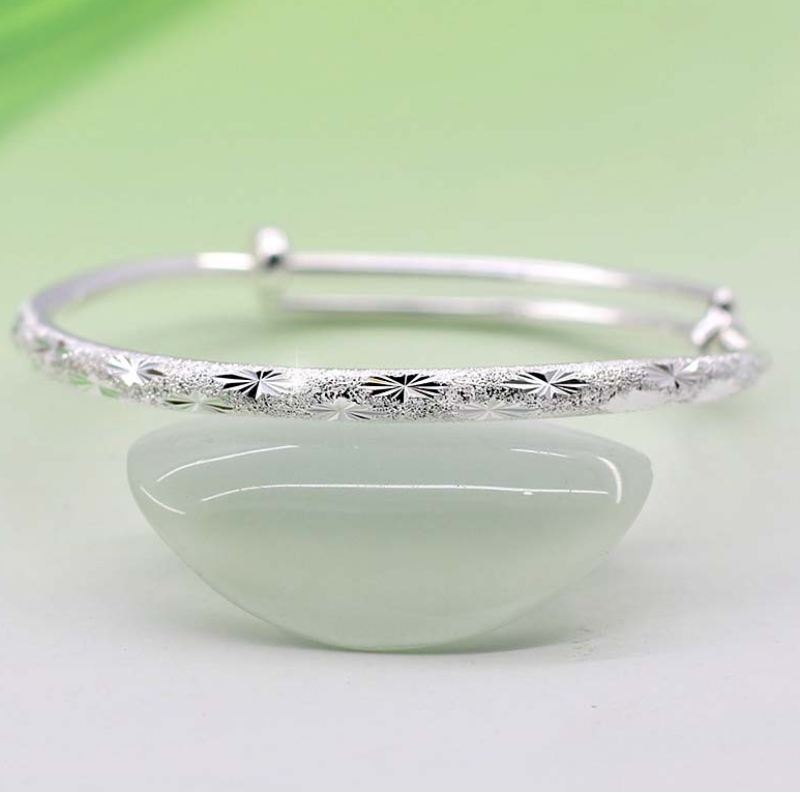 Bracelet Silver 999 Stíl Iomlán Mná Mná Tube Babhta Simplí Bracelet Láimh Mheilte