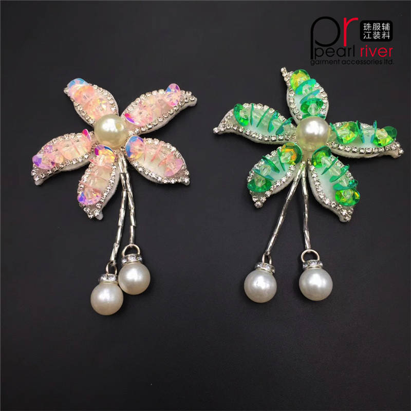 Orignality Píosa Rhinestone le Pearl gloine Pearl Appliqué